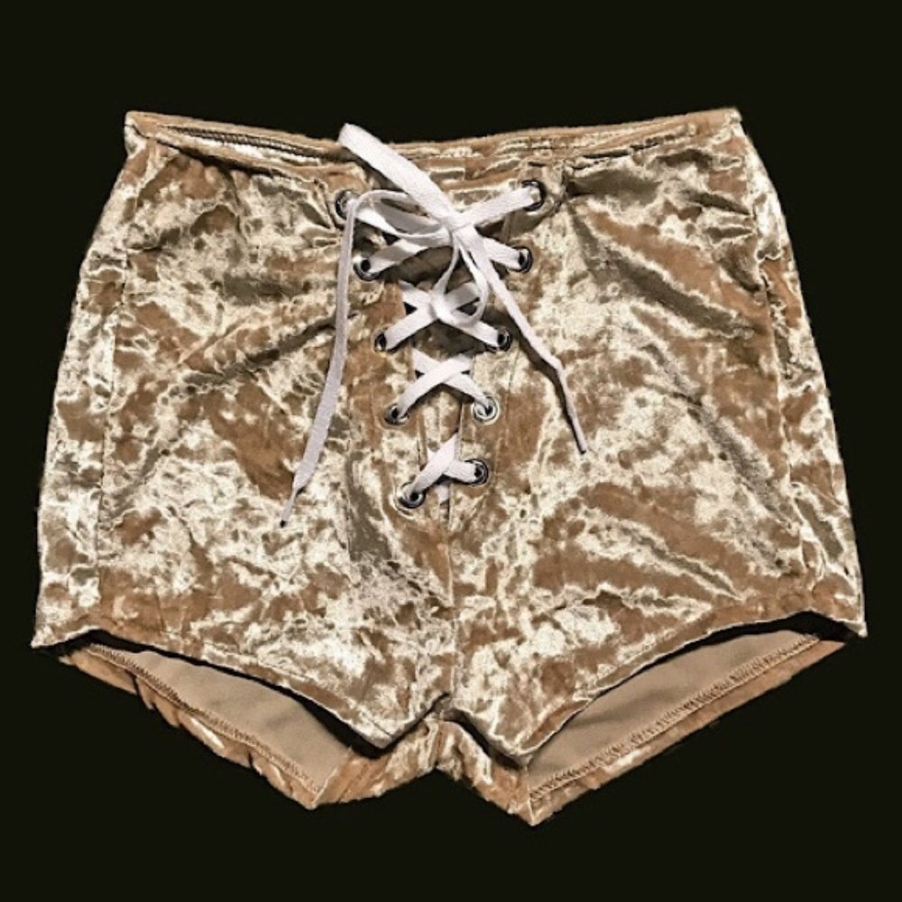 Backbite Bad Vibes Champagne Velvet Grommet Shorts